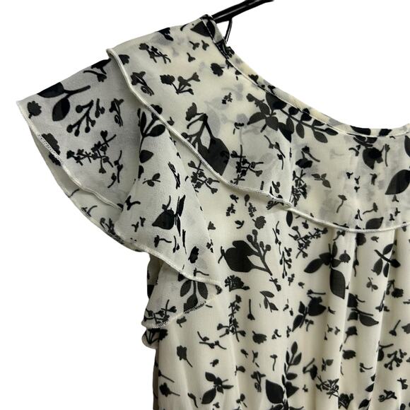 Soft Girl Floral Ruffle Dress Converse One Star Ivory Black Size S - Picture 3 of 7